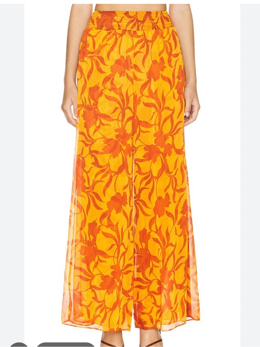 MISA Freda Wide-Leg Floral Pants Yellow & Orange Atlas Floral Size XS